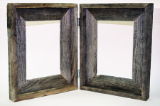 hinged double picture frames made from old weathered barnwood